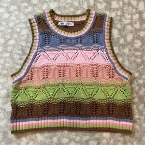 Zara Colorful Sleeveless Crop sweater vest